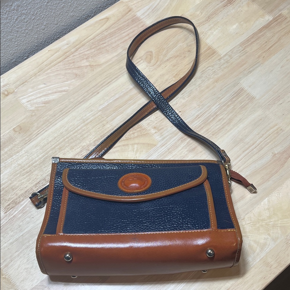 Dooney & Bourke Dark Blue and Brown Leather Bag